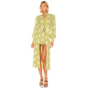 Alexis Lime Green Mosaic Derby Cape Romper